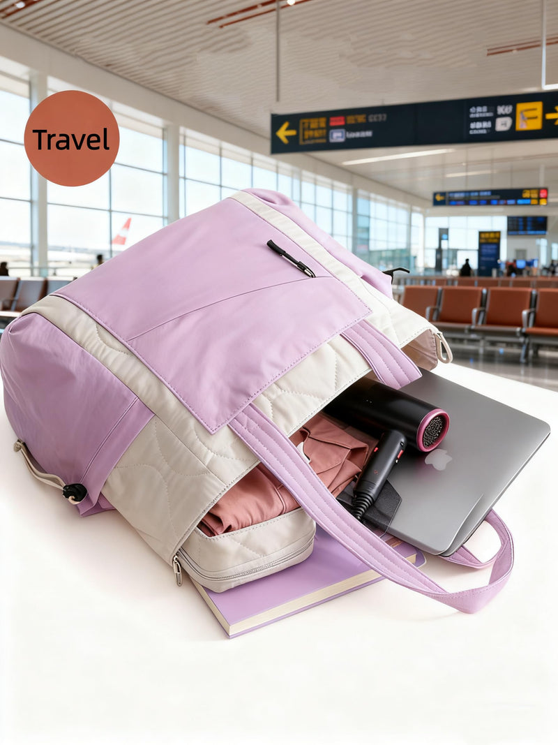 HUGOOME Large Puffer Quilted Lightweight Work Tote Bag for Women Teacher | Laptop, Nurse,Travel Cream+black+armygreen