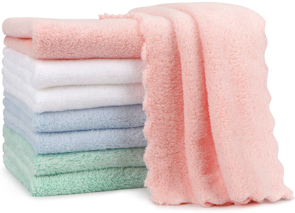 Orighty Burp Cloths, Super Soft & Highly Absorbent Coral Fleece, 20 x 10 Inch Gentle & Large Burp Rugs for Baby Sensitive Skin - Burping Cloths for Newborn Essential, 8 Pack Multicolor 20 X 10 Inch