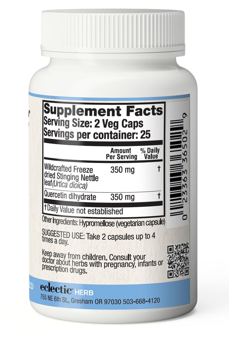 [Australia] - Eclectic Institute Raw Freeze-Dried Non-GMO Nettle Quercetin Capsules | Sinus, Nasal, Immune Support | 90 CT 