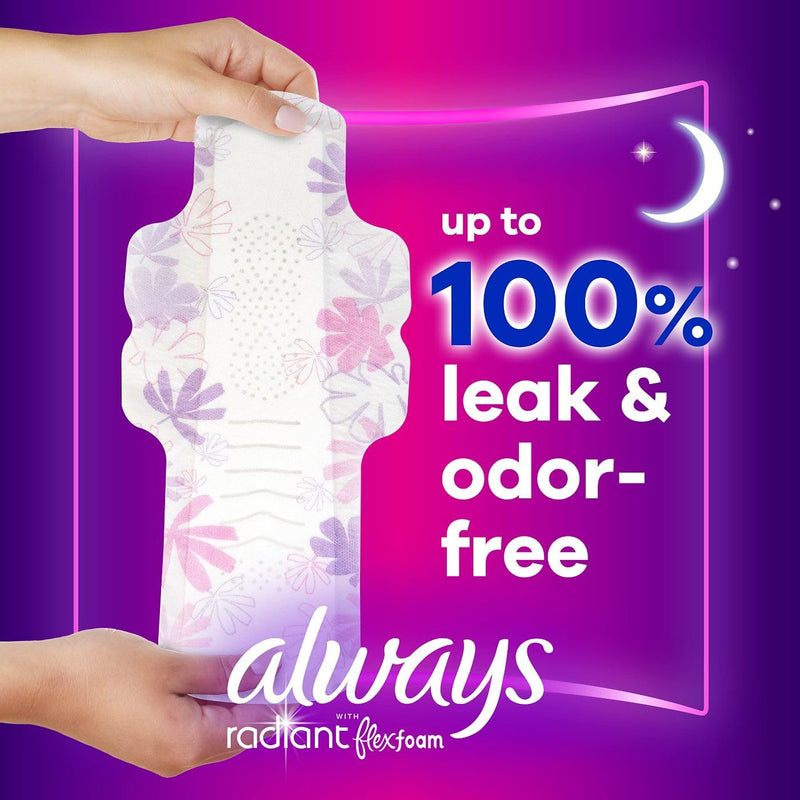 [Australia] - Always Radiant Feminine Pads for Women, Size 4 Overnight Pads, With Flexfoam, with Wings, Light Clean Scent, 20 Count (Pack of 3) Overnight (Size 4) 60 