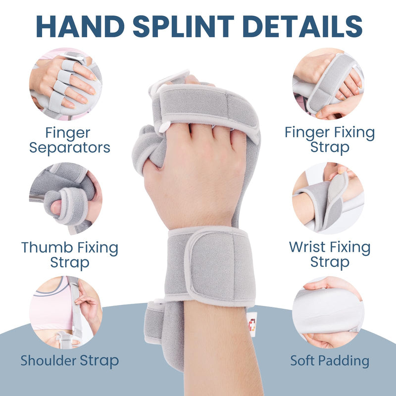 [Australia] - Resting Hand Splint Stroke Hand Brace with Finger Separators, Night Immobilizer Wrist Finger Brace with Sling for Carpal Tunnel & Stroke Recovery (S-Left) S-Left 