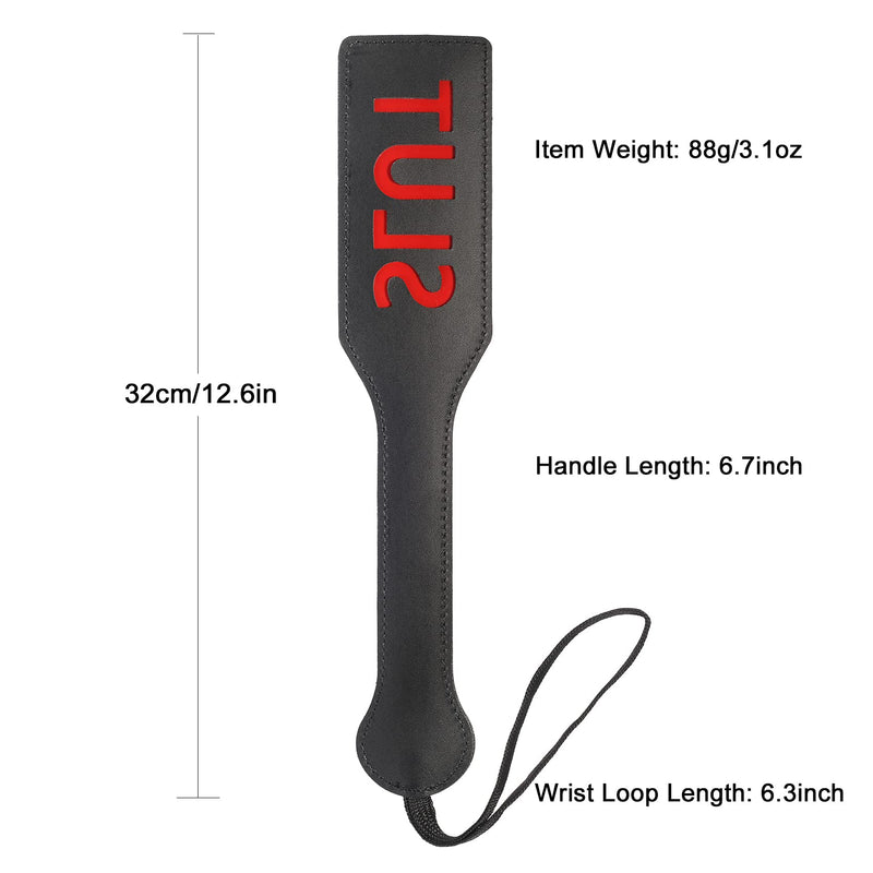 [Australia] - Slut Spanking Paddle, 12.6inch Faux Leather Paddles for Adults BDSM Play, Black Slut-black 