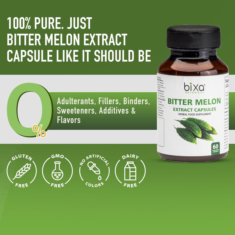 [Australia] - bixa BOTANICAL Bitter Melon Extract | Karela | Momordica Charantia 450 mg Vegitarian Capsules| Gluten Free, Non-GMO, Steam Sterlized, Vegan, 100% Pure. (60 Count (Pack of 1)) 60 Count (Pack of 1) 