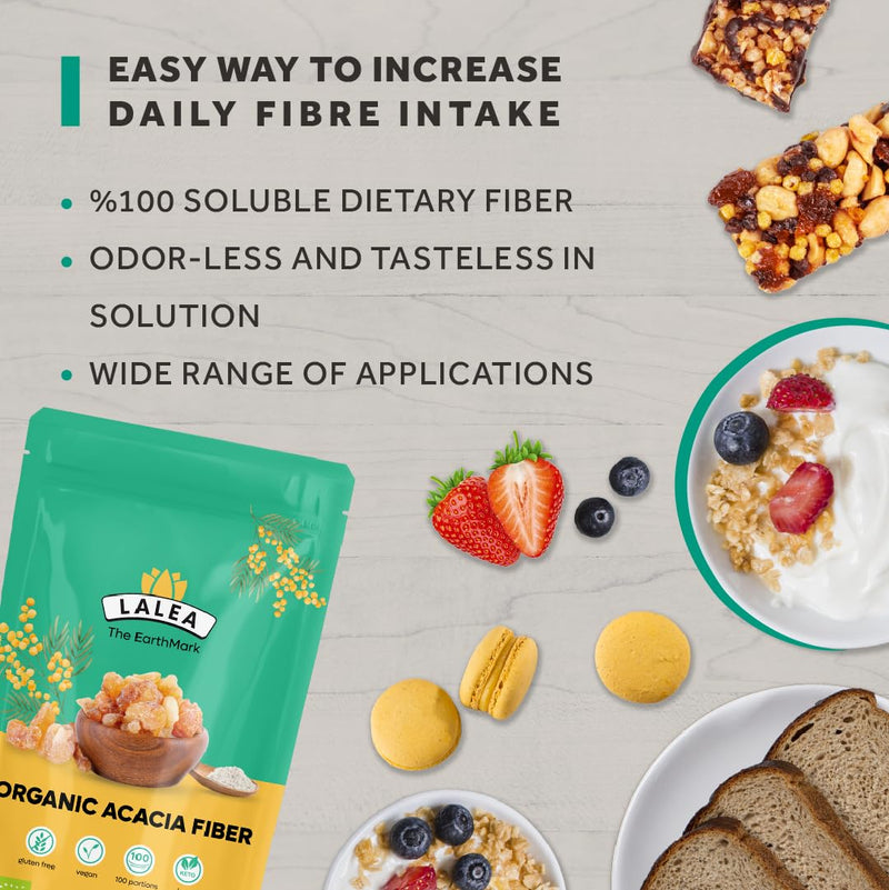 LALEA Organic Acacia Fibre Powder 600 g – Prebiotic Fibre Supplement, 90% Soluble Fibre from Acacia Gum (Gum Arabic) – Gut Health, Digestive Support – Vegan, Keto, Gluten-Free
