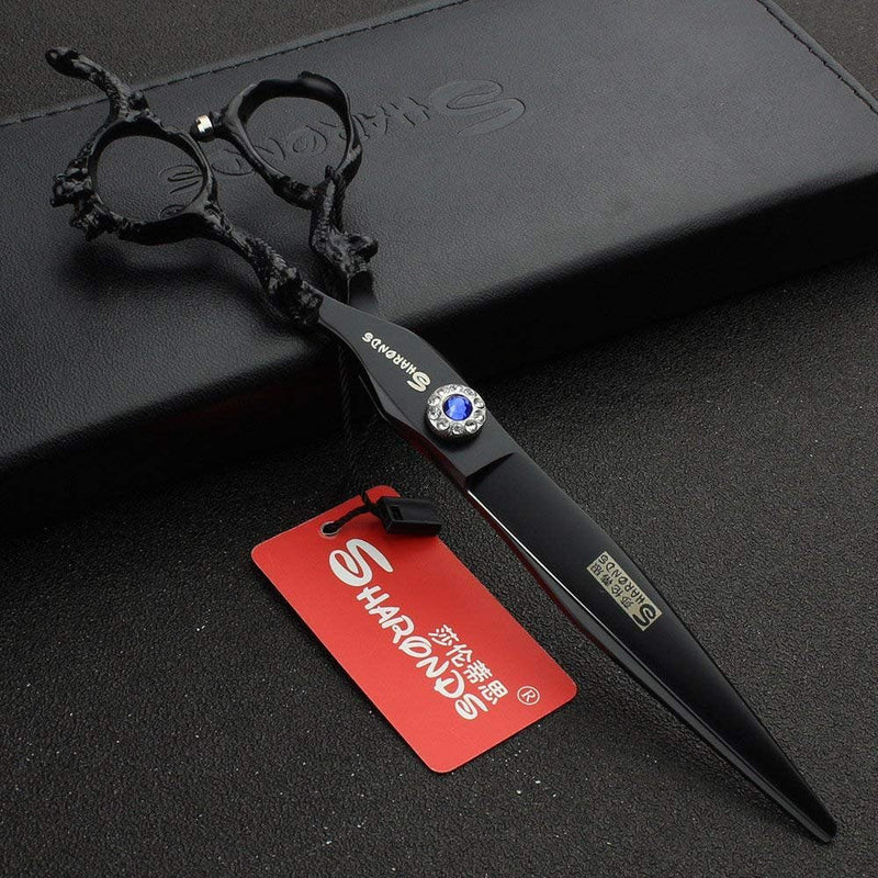7 inch salon personalized scissors 19 cm cool black salon hair styling hair scissors stainless steel hair tools 7 Inch Flat