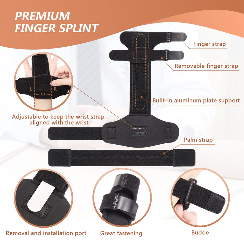 Trigger Finger Splint Finger Brace for 2 Fingers Reversible Finger Splints for Mallet Finger Broken Finger Arthritis Metacarpal Fracture Hand Brace with Finger Support Joints Immobilizer-S/M S/M