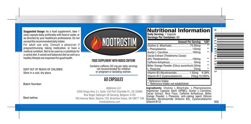 NootroStim— Focus & Energy Supplement for Adults — Supports Cognitive Function & Mental Clarity — 120 UK-Manufactured Pills