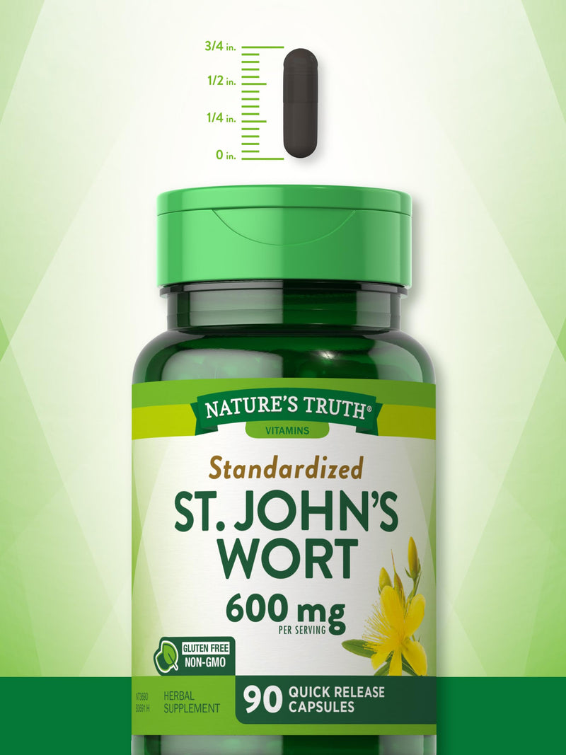 [Australia] - St Johns Wort Capsules | 600mg | 90 Count | Standardized Extract | Non-GMO & Gluten Free Supplement | by Nature's Truth 