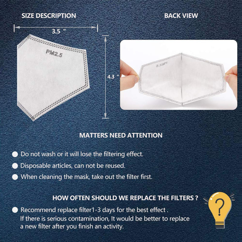 [Australia] - 30PCS New Upgrade 3D PM2.5 Activated Carbon Filter Insert Adult Five Layers 3D Cutting PM 2.5 Filter Dustproof Air Pollution Replaceable Paper Larger Protection Area 30 