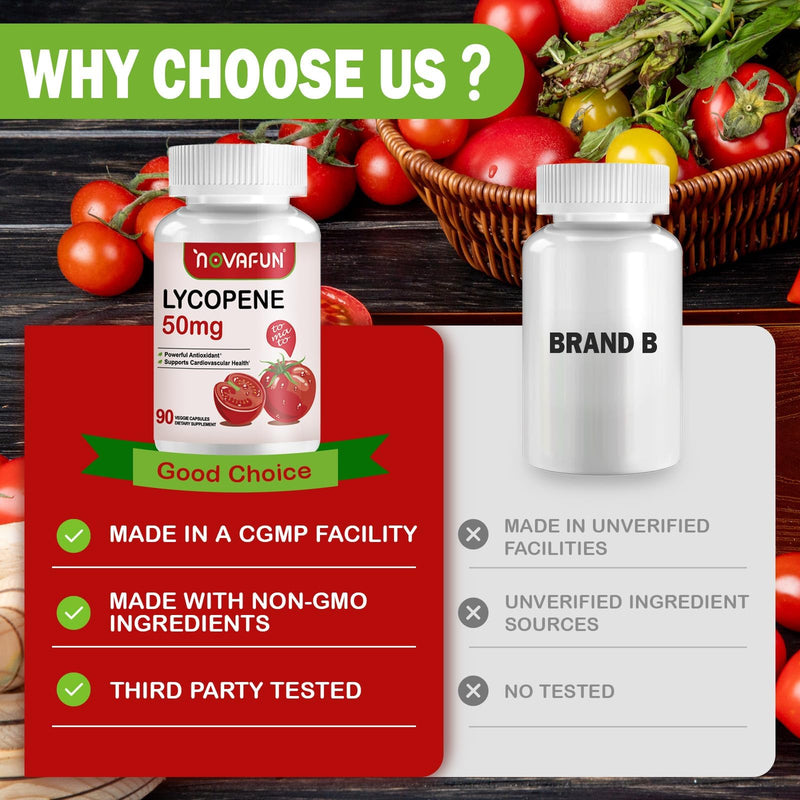 [Australia] - Lycopene Supplements for Men 50mg, Natural Tomato Antioxidant Supplement, 90 Veggie Capsules-Cardiovascular Health, Immune Support & Skin Health, 3 Month Supply 