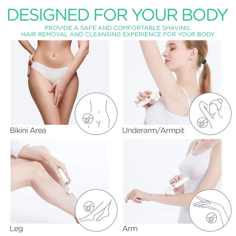 [Australia] - VOYOR Electric Shaver for Women Bikini Trimmer Hair Remover for Face Body, 5 in 1 Groomer Kit Lady Shaver Bikini Razor Women for Hair Trimmer, Cordless Rechargeable Waterproof ES500 