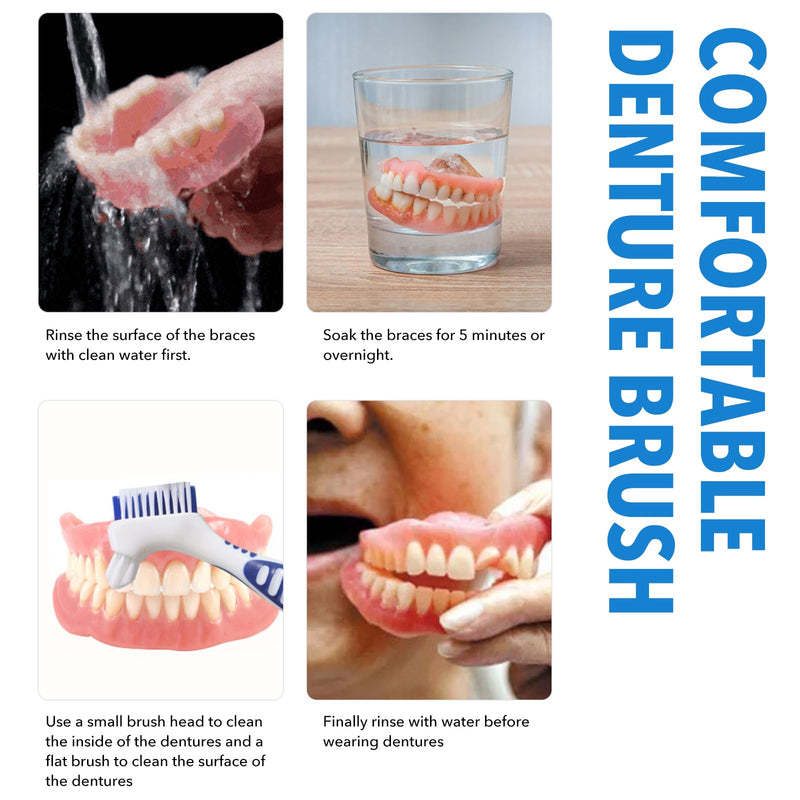 [Australia] - Denture Cleaning Brush 8PACK, Double Headed Design with Multi-Layered Bristles & Secure Grip - Gentle Care for Dentures, Mouth Guards, Dental Appliances - Thoughtful Elderly Gift Set 4 Colors 8 Pcs 