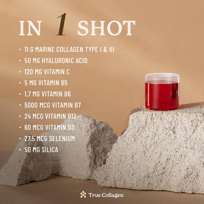 True Collagen Marine 11,000 mg Hydrolyzed Liquid, 500 ml, 20 Day | 11,000mg Type 1 & 3 hydrolyzed collagen with hyaluronic acid, biotin & vitamin C for healthy hair, skin, joints & nails True Collagen Marine 500ml