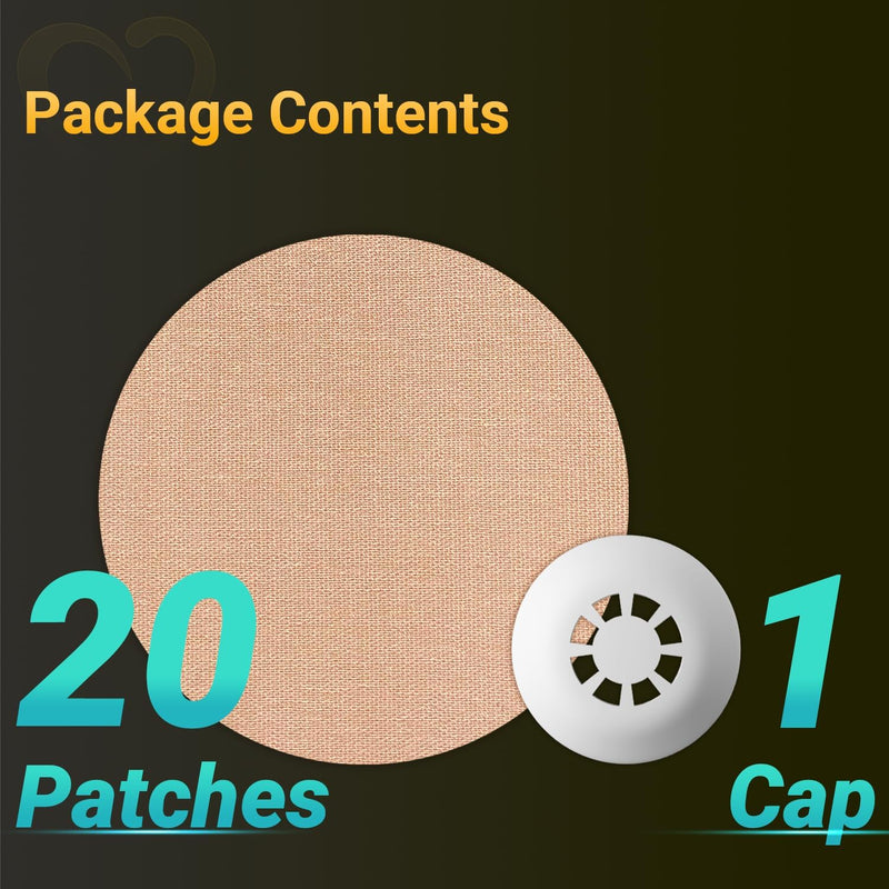 [Australia] - Libre 3 Sensor Covers Waterproof, 20-Pack Amolyfe Freestyle Libre 3 Plus Covers, Bump-Proof with Hard Cap, Waterproof Breathable Medical CGM Adhesive Patches, 14-Day CGM Protection (Tan) Tan/ 20 PC 