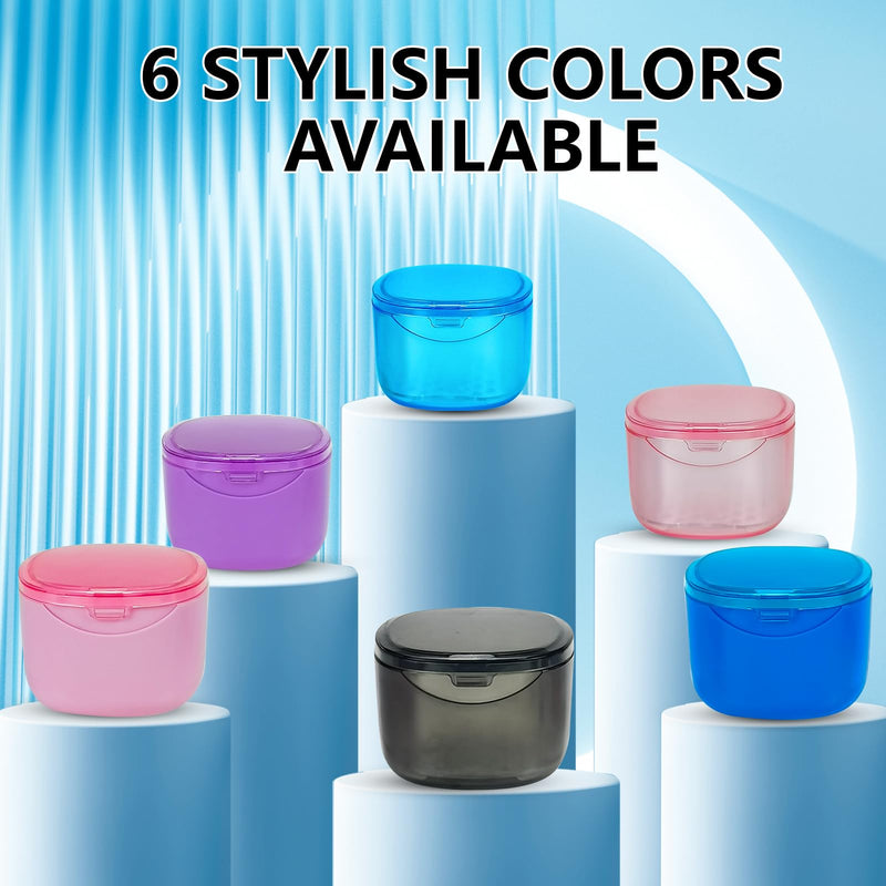 [Australia] - Partial Denture Case Leak Proof with Strainer Basket and Brush, Waterproof Denture Cup Retainer Cleaning Bath Case Travel for Dentures, Braces, Night Guard - Pink 