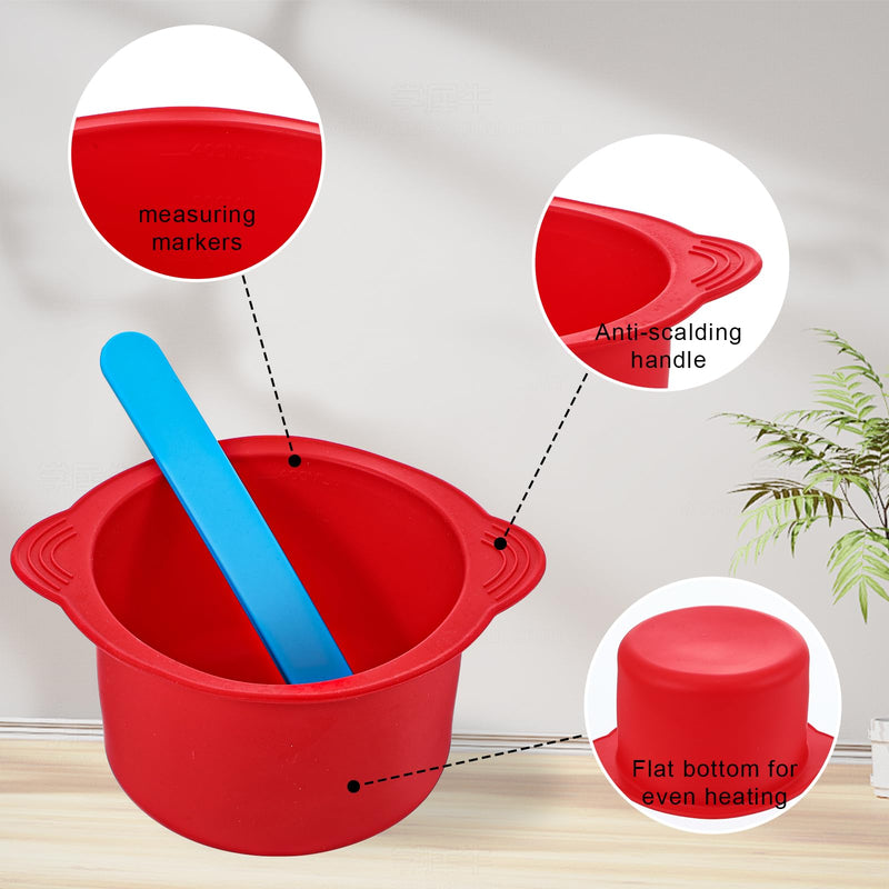 4pcs Silicone Wax Warmer Liner, Non-Stick Wax Pot Silicone Bowl Replacement, Reuse Wax Melt Warmer Liner With 4pcs Silicone Spatulas For Hair Removal