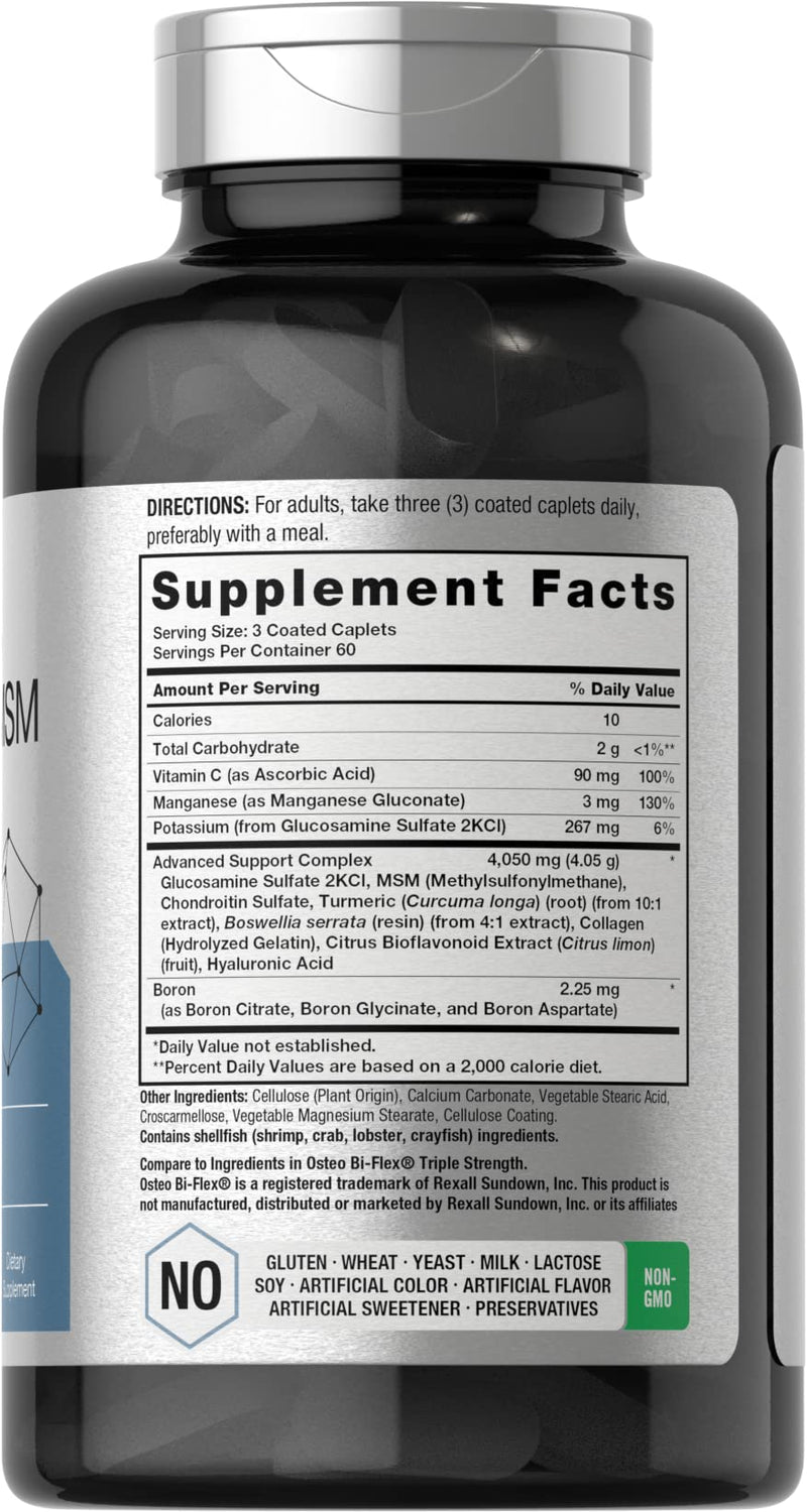 Horbäach Glucosamine Chondroitin with Turmeric & MSM | 4050 mg | 180 Caplets | Triple Strength Formula | Non-GMO, Gluten Free 180 Count (Pack of 1)