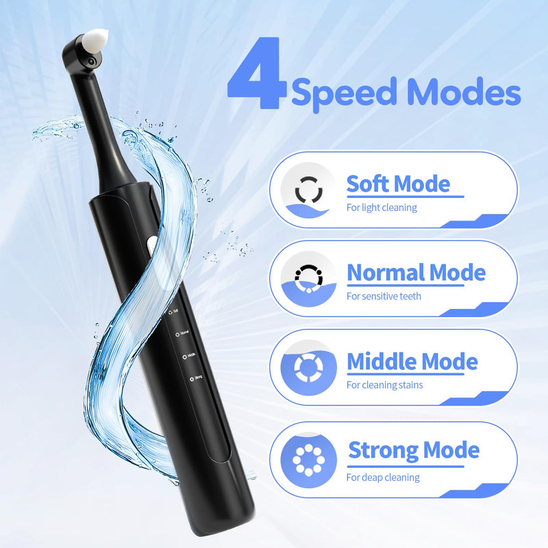 Electric Tooth Polisher,Tooth Polishing Kit for Cleaning and Polishing, Dentist Grade Tooth Polisher with LED Light, Rechargeable Teeth Polisher with 5 Brush Heads, 4 Speed Modes,IPX6 Waterproof