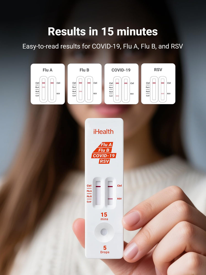 iHealth At-Home Test Bundle, Pregnancy Test 2-Pack (10mIU/mL Early Detection) + COVID-19 Antigen Rapid Self-Test (2 Tests), FDA Authorized OTC, 15-Minute Results, Non-Invasive Nasal Swab