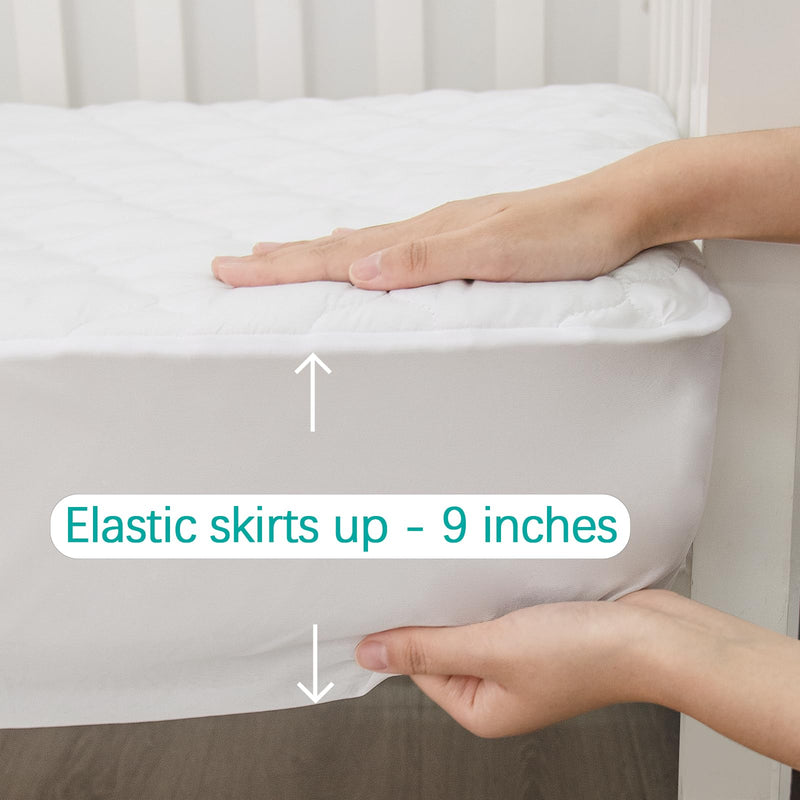 [Australia] - Crib Mattress Protector Sheets Fitted Waterproof Crib Mattress Pad Cover, Noiseless & Machine Wash 100% Absorbent Crib/Toddler Mattress Protector Sheet Quilted, White, 52" x 28" 52 X 28 Inch 1 