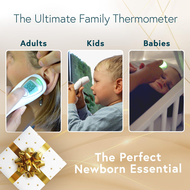 [Australia] - iProvèn Pro Series | Non-Touch Forehead Thermometer with Ear Function | FSA HSA Eligible | Superior Accuracy for Adults, Kids, Babies | Premium Digital Thermometer for Adults and All Ages White-Gold 
