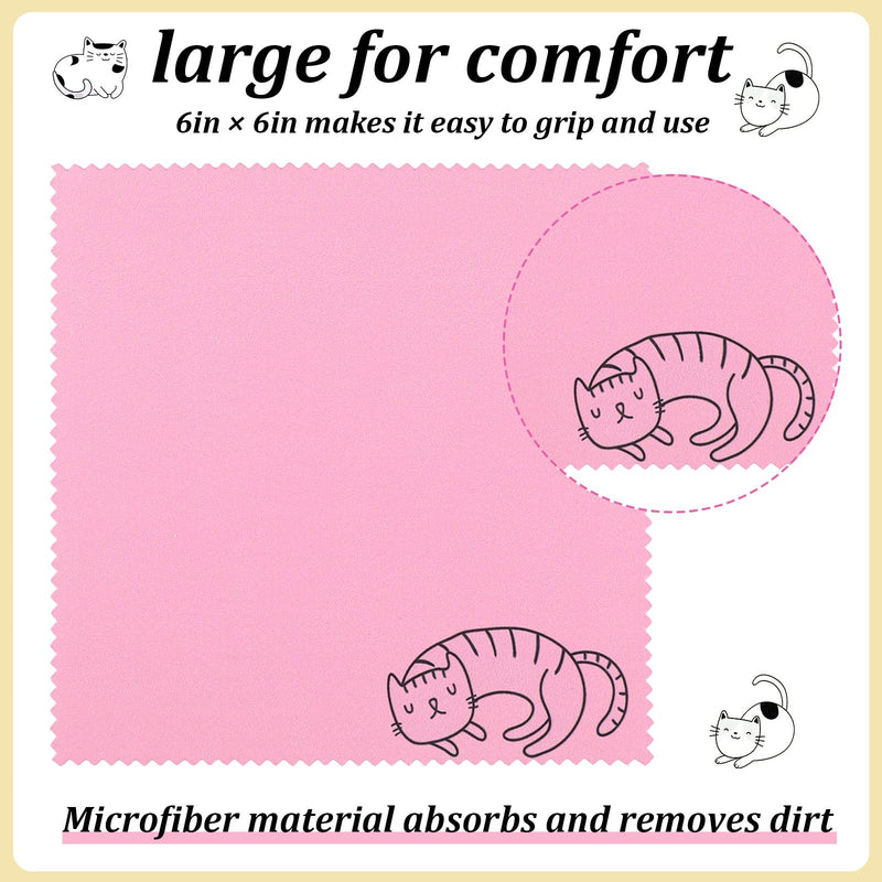 [Australia] - Sinmoe 20 Pcs Microfiber Cleaning Cloth Cute Kitty Cat Design Microfiber Cloth Gift Soft Multicolor Glasses Cleaner Cloth for Eyeglasses Camera Lens Cell Phone Screens Glasses, 6 x 6 Inches (Cat) 