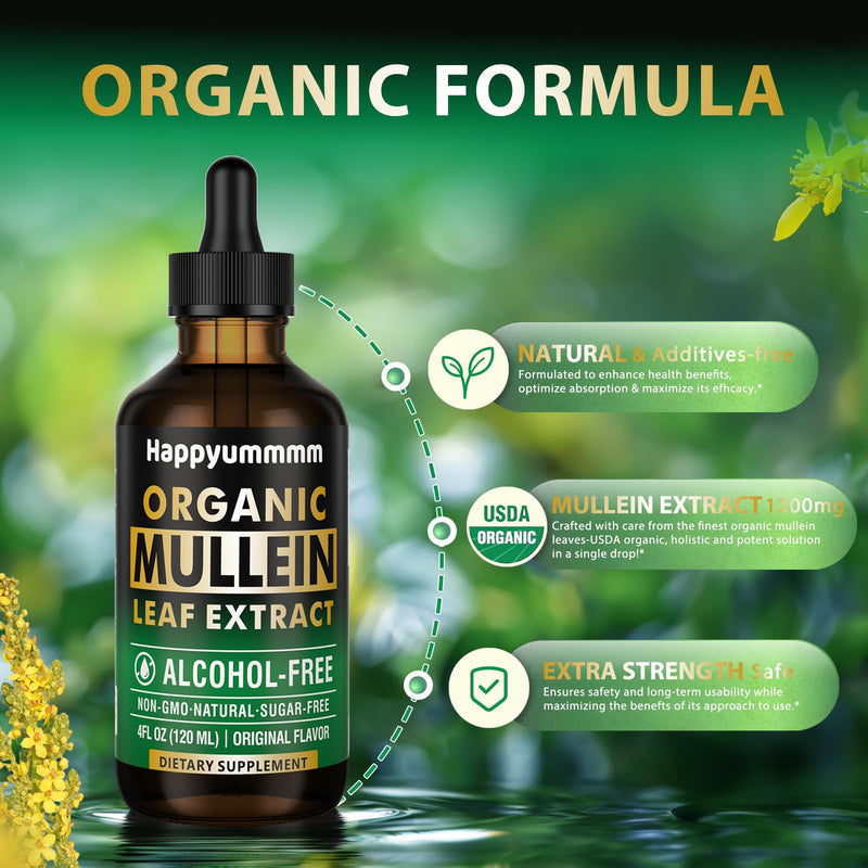 [Australia] - Mullein Drops for Lungs Cleanse,Vegan Mullein Leaf Extract Tincture with Chlorophyll, Support Immune,Respiratory - 4 fl oz (120 ml) 