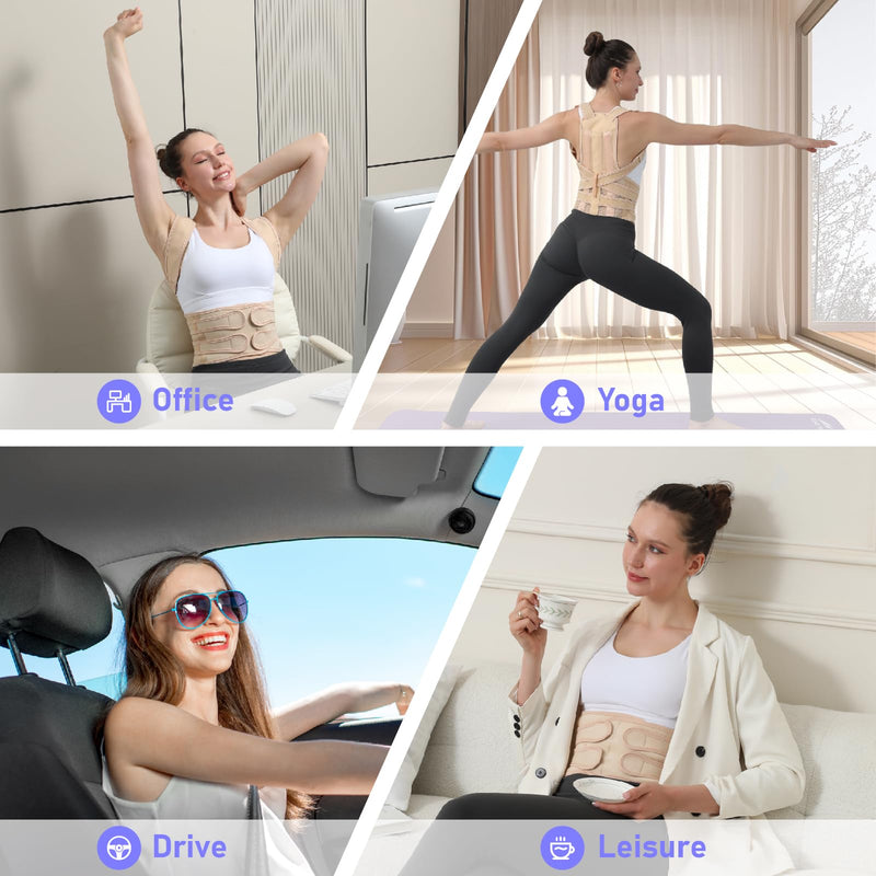 [Australia] - Posture Corrector for Women and Men, Back Brace with Full Back Support, Adjustable Shoulder Straightener for Upper & Lower Back Pain Relief, Scoliosis, Hunchback (Medium, Beige) Medium 