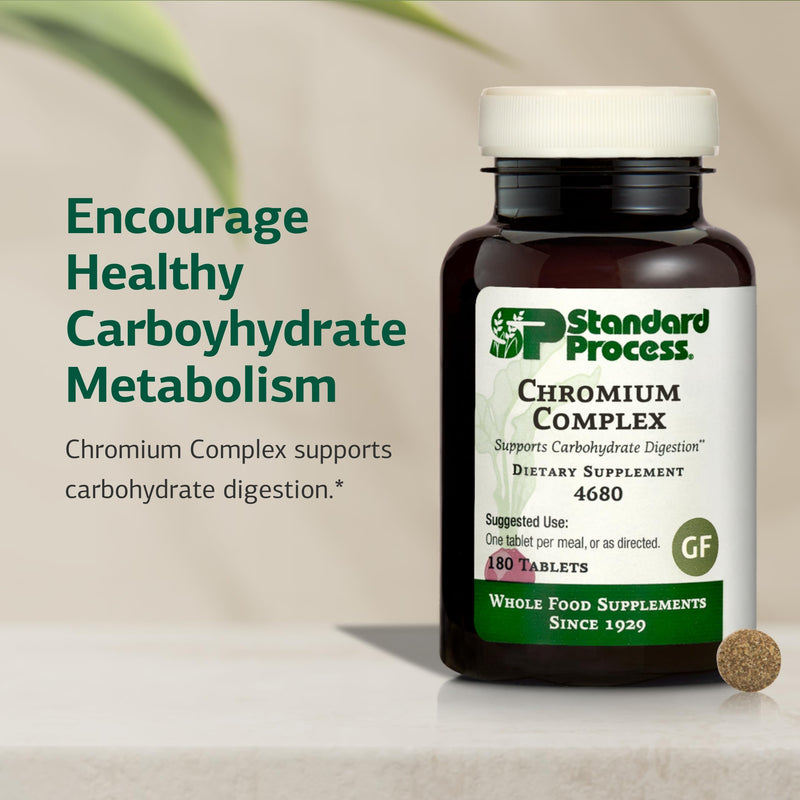 [Australia] - Standard Process Chromium Complex - Supplement for Digestive Health Support - Contains Niacin, Chromium & Vitamin A - Gluten-Free, Non-Dairy & Non-Soy - 180 Tablets (180 Servings) 