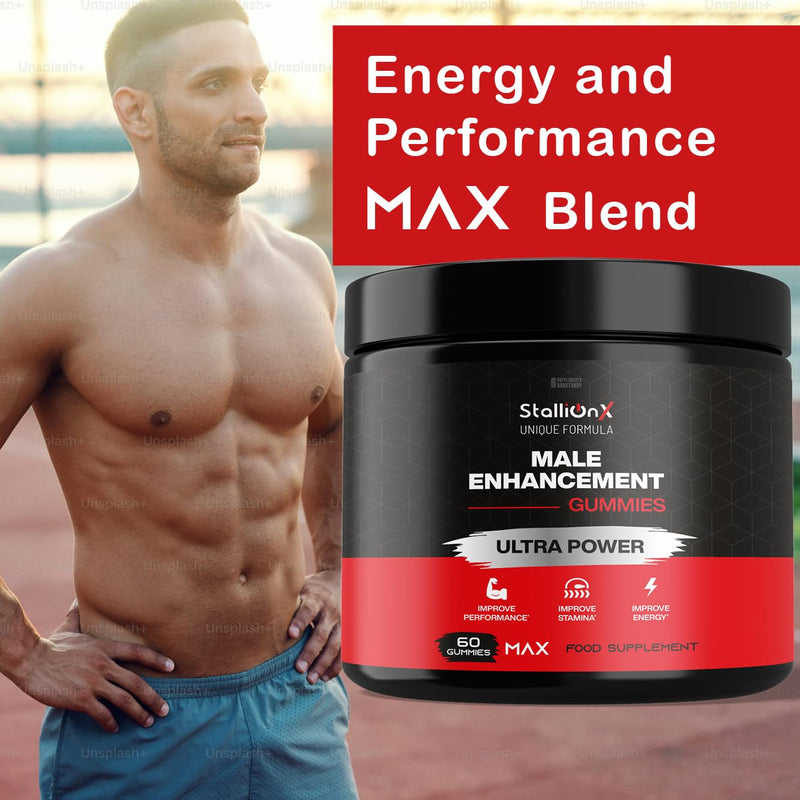 StallionX MAX Male Gummies, Maxed Out with Muira Puama and Fenugreek Plus Ashwagandha and Maca, Pack of 60 Gummies...Stallion X, 30 Servings 60 count (Pack of 1)
