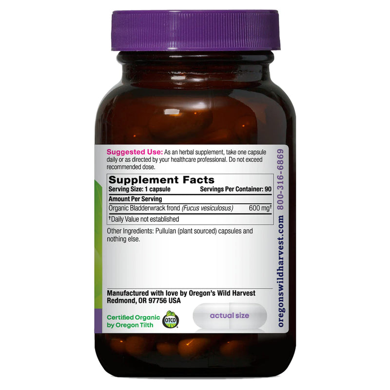 [Australia] - Oregon's Wild Harvest Bladderwrack Organic non-GMO pullulan (plant sourced) vegan capsules, 90 Count 