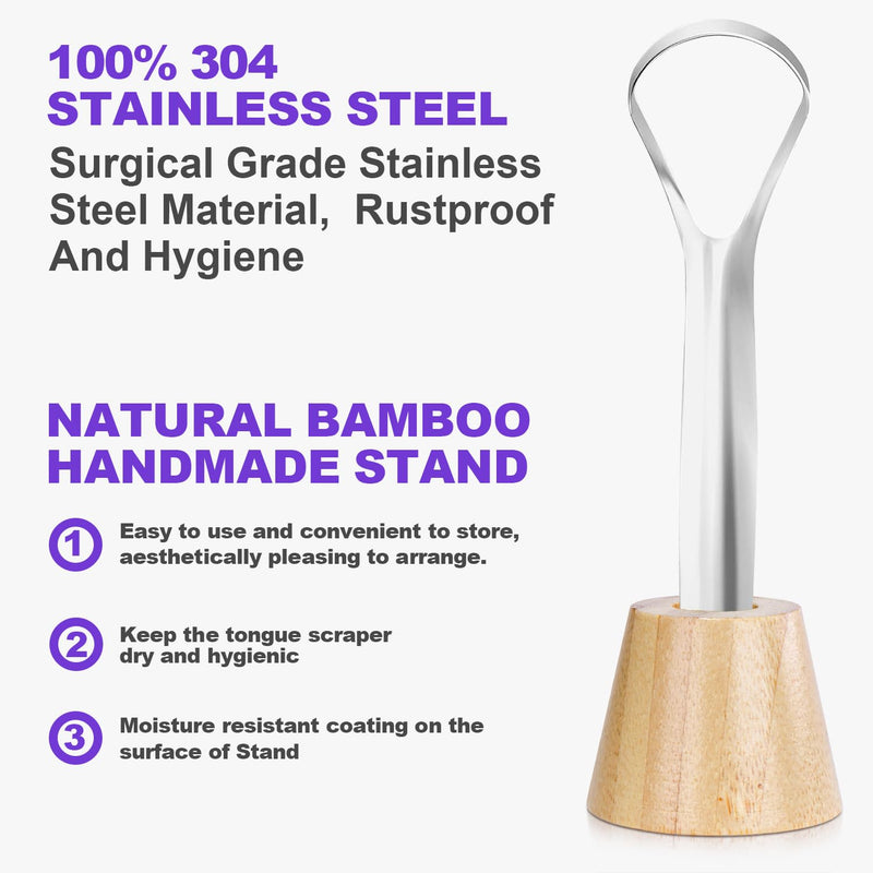 [Australia] - Tongue Scraper for Adults with 2 Holder and 2 Travel Case, Metal Tongue Scraper for Tongue Cleaning and Reducing Bad Breath,100% Stainless Steel Tongue Scraper, Tongue Cleaner for Adults 