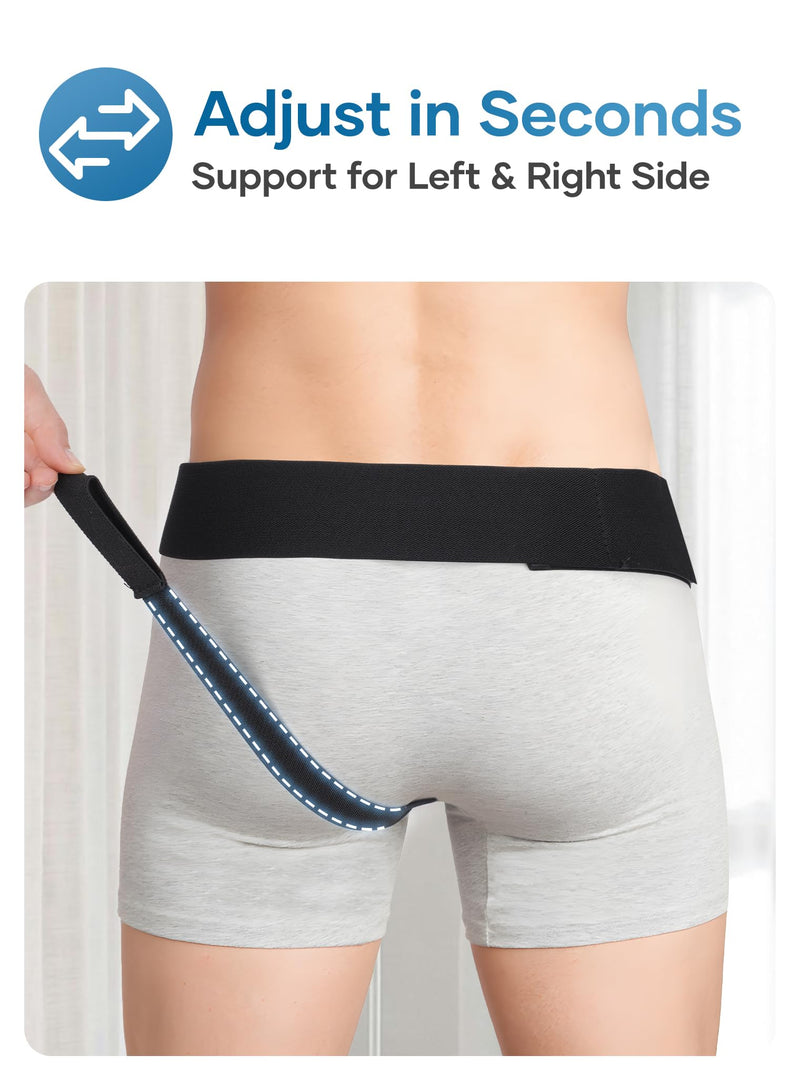 Hernia Belts for Women Inguinal, Hernia Belt for Women, Inguinal Hernia Support for Left or Right Side, Comfortable Adjustable Waist Strap with Removable Compression Pads, Black