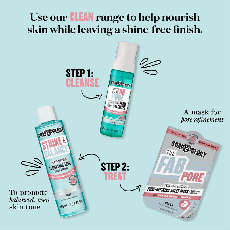 Soap & Glory Face Soap & Clarity, 3-in-1 Cleansing Gel, 11.8 oz | Multi-Use Vitamin C Facial Wash, Makeup Remover & Gentle Exfoliator, Purifies, Brightens & Hydrates Dull Skin, Sulfate-Free 11.8 Fl Oz (Pack of 1)