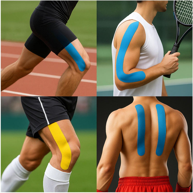Kinesiology Rolls - Pack of 12 Sports & Face Tapes | 2.5 & 5 cm | Elastic & Waterproof Adhesive | Camouflage & Solid Colours | Breathable, Hypoallergenic, Residue-Free