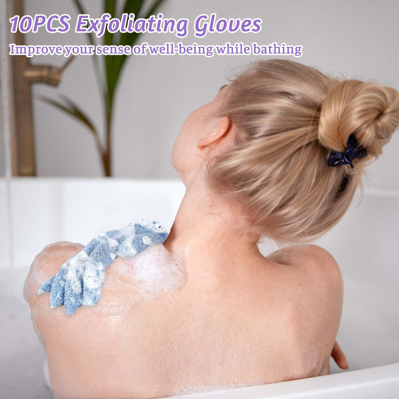 [Australia] - Molain Pack of 10 peeling gloves, peeling gloves, exfoliating gloves, washing gloves, bathing gloves, body shower gloves, peeling body bathing accessories, 5 colors 
