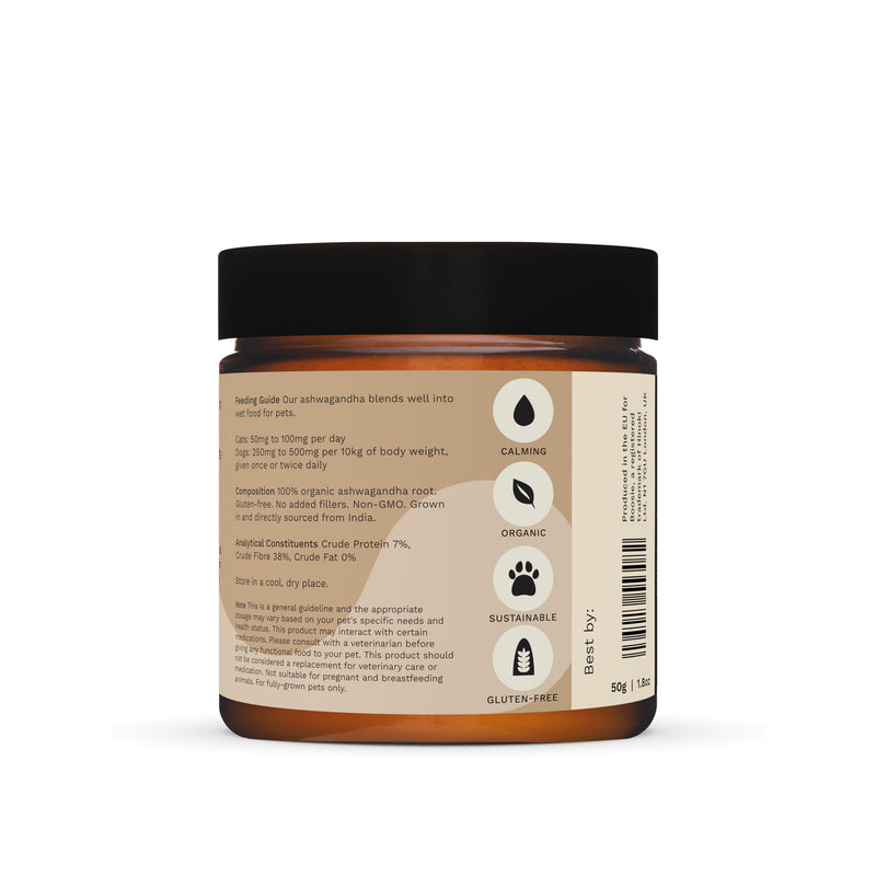 Boosie Organic Adaptogenic Powder for Dogs and Cats - Anxiety and Stress Relief - Ashwagandha - 100% Natural Without Additives or Preservatives - Pet Nutrition - PawsPlanet Australia