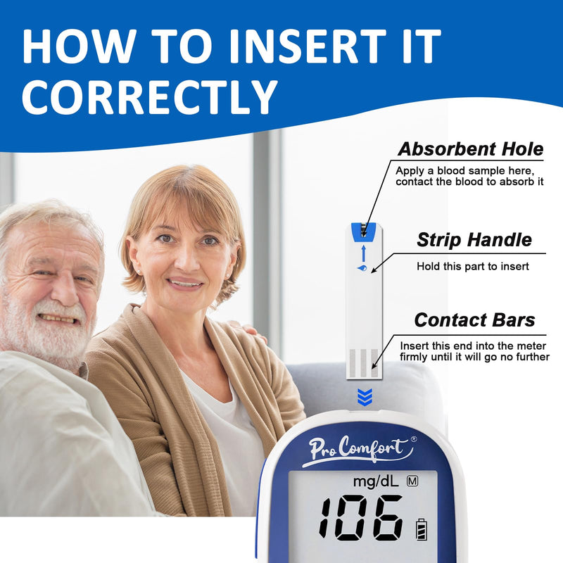 [Australia] - Blood Glucose Test Strips for Diabetes 100 Count Blood Sugar Test Strip, Used with Pro Comfort Glucose Monitor Only, No Coding 