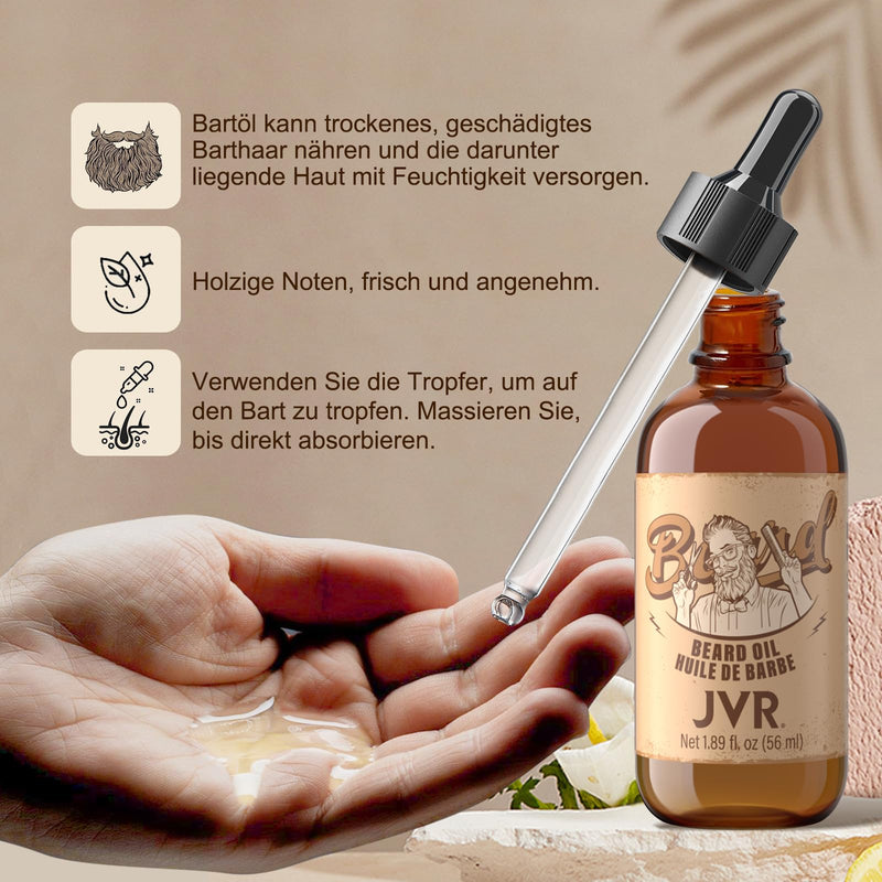 [Australia] - Beard care set for men, JVR beard care set with beard oil, beard balm and beard brush, professional beard set, beard fragrance and shine, beard smoothing cream, moisture and styling (yellow). 