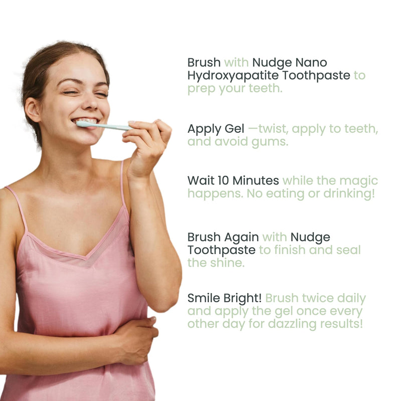 Nudge Advanced Whitening Kit, 10% Nano Hydroxyapatite Remin+ Toothpaste (4 oz) & EnamelGuard Whitening Gel Pen (2 ml), Fluoride-Free, Sensitivity-Friendly, Plaque Control, Strengthens Teeth
