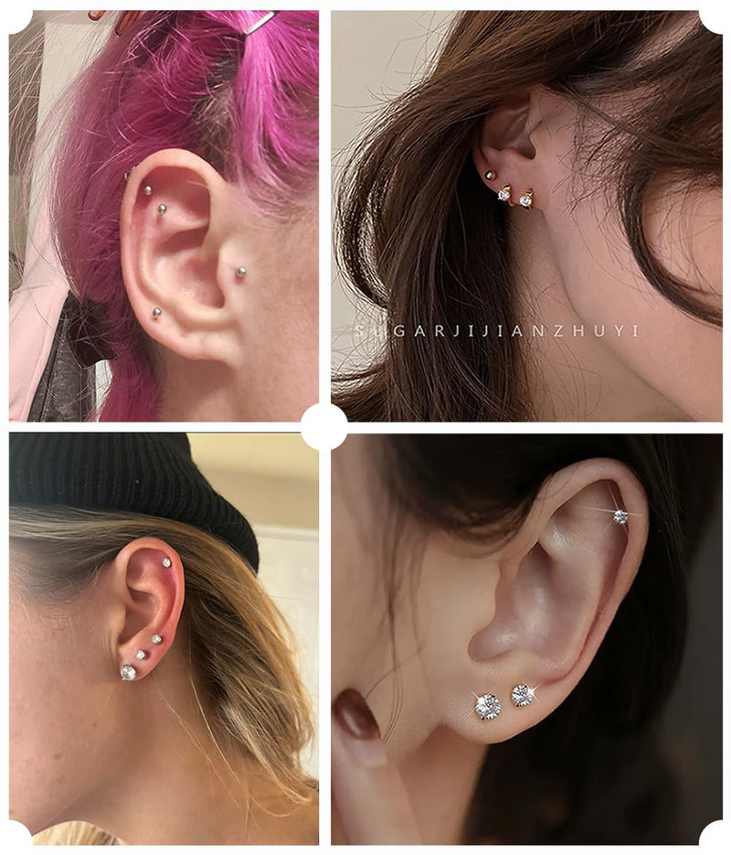 [Australia] - Ear Piercing Kit Disposable Ear Piercing Gun Kit with Sterile Multi-sized CZ Earring Studs Easy and Safe Earring Self Piercing Kit for Your Own Use at Home 3Mix-3mm-Gold- 