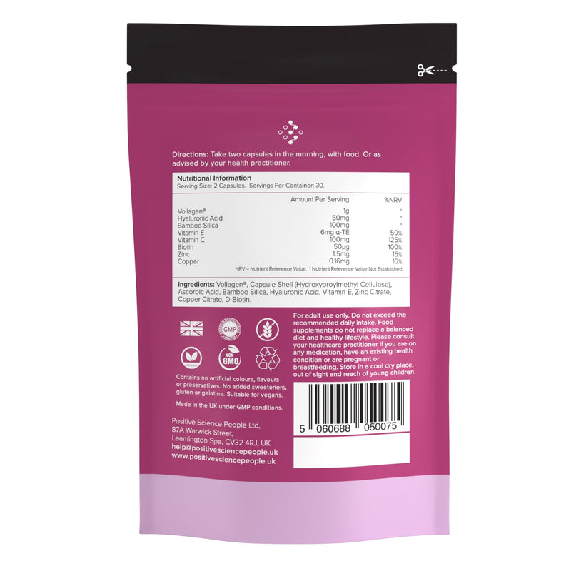 Marie Claire Skincare Awards Winner Vegan Collagen Complex for Men & Women - Supports Hair, Skin, Nails & Joints - Plant Collagen Capsules with 18 Amino Acids, Hyaluronic Acid & Biotin - 30 Day Supply