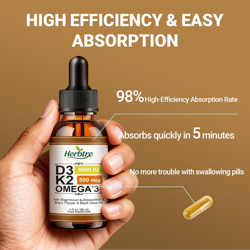 Vitamin D3 K2 Drops | Vegan D3 & K2 (MK-7) Liquid Supplement for Men & Women | Supports Bone & Immune Health | Sugar-Free, 60 ml