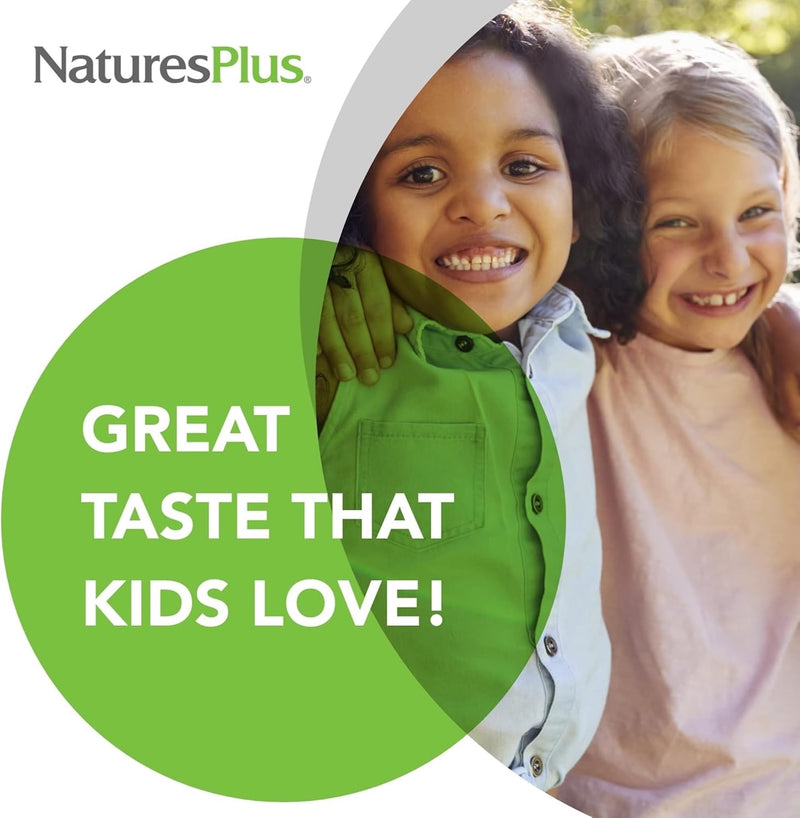 NaturesPlus Animal Parade KidGreenz - Green Superfood Blend for Kids - Tropical Fruit Flavour - Vegan, Gluten Free - 90 Chewable Tablets