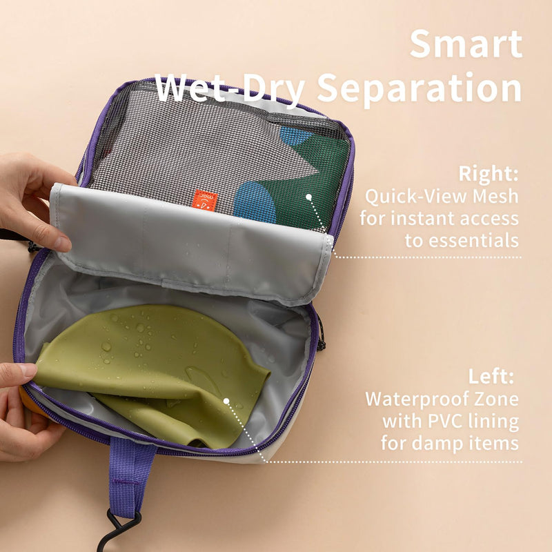 morning deer Small Toiletry Bag Travel Bag with Hanging Hook | Dry-wet Separation,Makeup Cosmetic Bag,Shaving Kit Toiletry Bag, Travel Organizer for Shampoo,Toiletries,Gym,Camping
