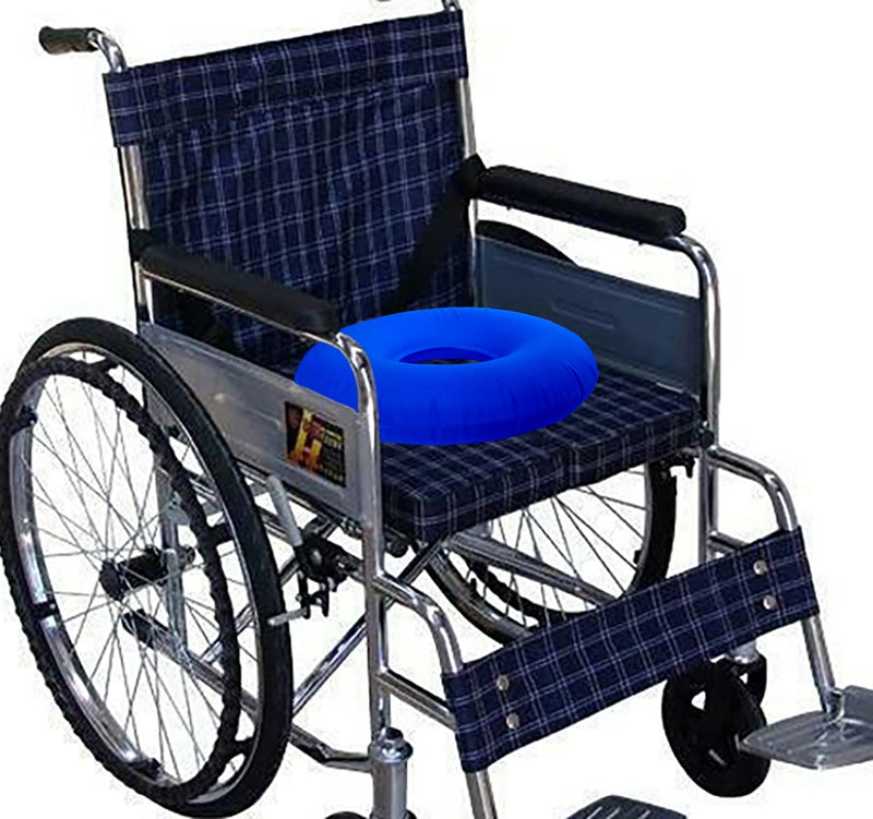 2 Pack Donut Pillow, Donut Cushion Seat, Inflatable Ring Cushion with A Pump, Hemorrhoid Seat Pillow, Round Wheelchairs Seat Cushion for for Home, Car or Office (15" Blue & Gray)