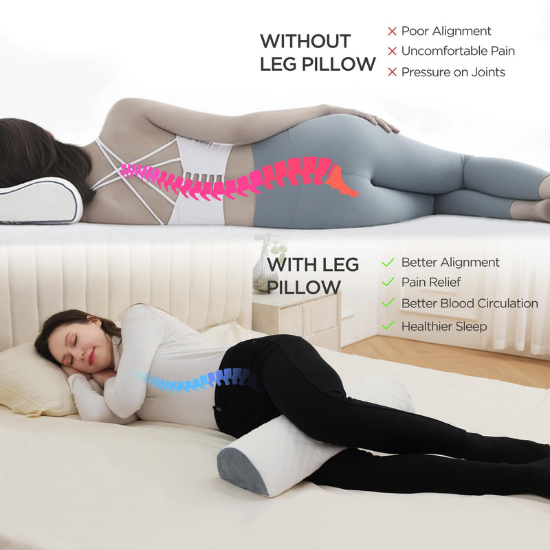 [Australia] - Knee Pillow for Back Sleeping Half Moon Bolster Pillow Wedge Pillow for Back Sleepers Under Knee Pillow for Sleeping on Back Leg Pillow for Neck Pain Relief, 18.5" X 8" X 4.5" 18.5"X8"X4.5" 