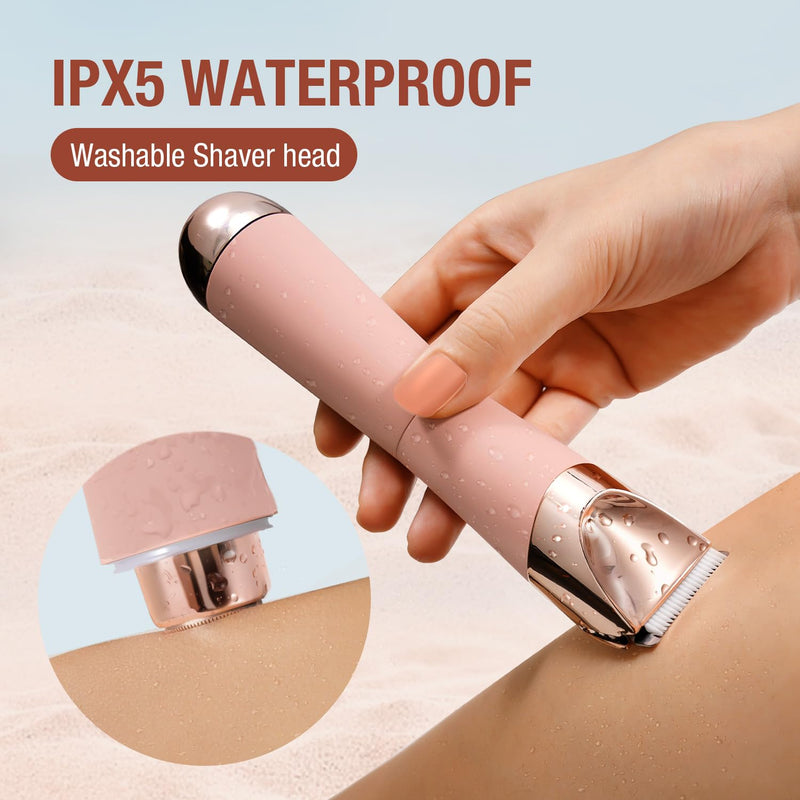 [Australia] - SUPRENT Bikini Trimmer Women- Painless Ladies Hair Removal Waterproof Wet & Dry- 2 in 1 Lady Shaver for Pubic Hair & Facial Hair- Cordless Electric Razors with USB-C Rechargeable-Pink Pink 
