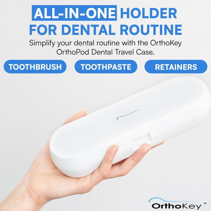 [Australia] - OrthoKey OrthoPod Dental Travel Case - Secure Storage for Aligners, Retainers, and Invisalign - Convenient Toothbrush and Toothpaste Holder - Clear Removable Grabber - Sterile Storage OrthoPodPB 