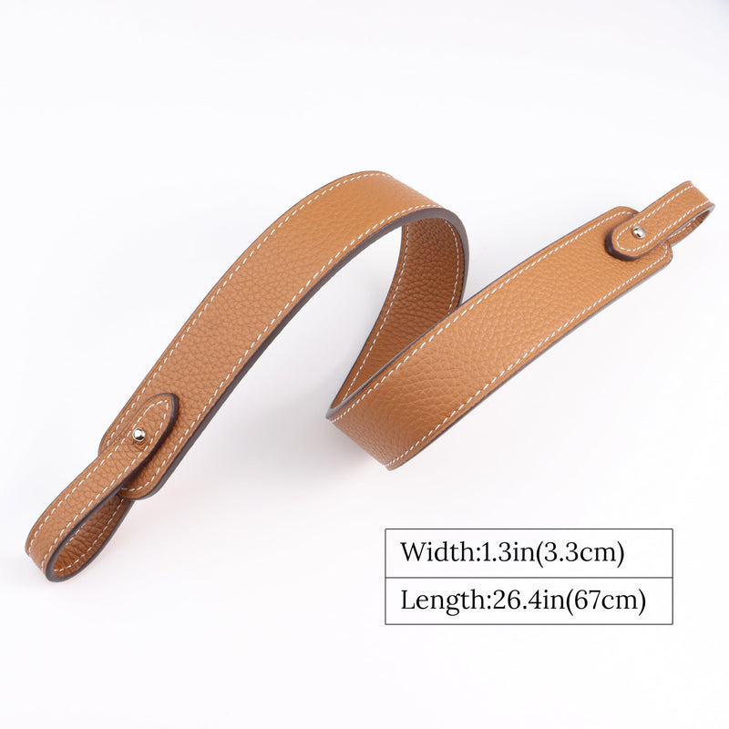 Genuine Leather Purse Strap for Picotin/Lindy/Evelyne Bags Togo Leather Shoulder Straps Replacement for Handbag Gold Brown-silver Hardware